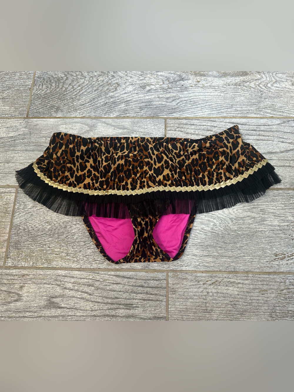Betsey Johnson Leopard Print Swimsuit Bikini Bottoms Size M